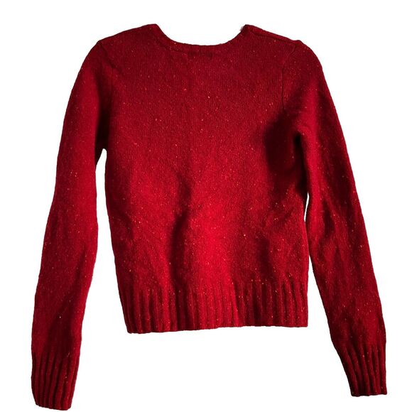 Vintage Red Lambswool Sweater Size Medium Boucle Speckled Knit Festive - Picture 4 of 6